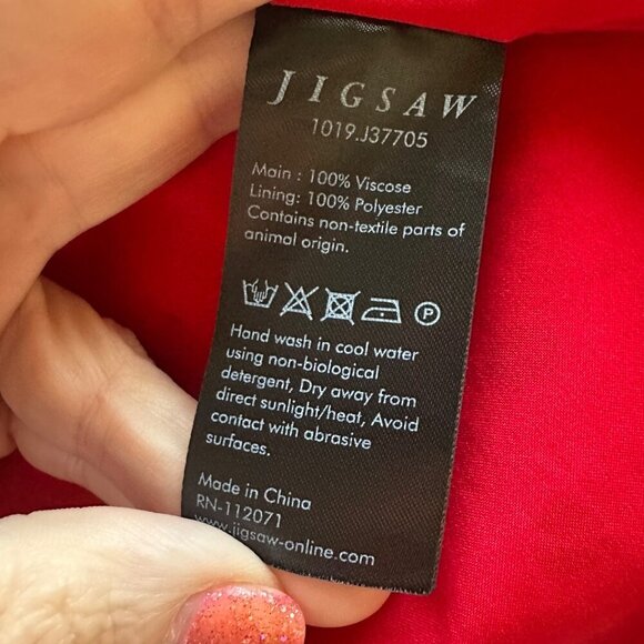 Jigsaw African Spot Tea Midi Dress Red Womens Size 2 UK 6 Office Boho Work Red - Picture 8 of 9